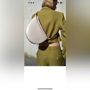 Zara beaded asymmetrical crossbody bag ecru